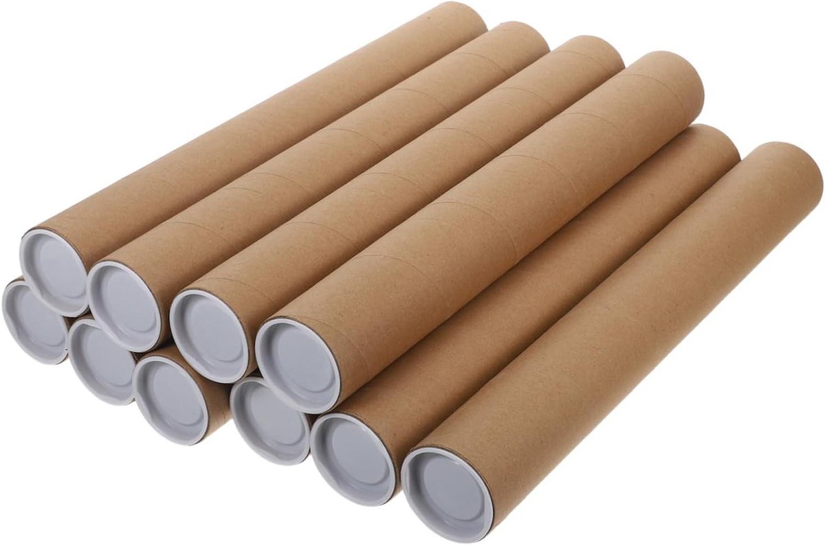 Kartonnen Posterkokers - Verzendbuizen Opslagkokers - Documenten Beschermen - Versterkt Kraftpapier - 40x5x5 cm - Lichtbruin