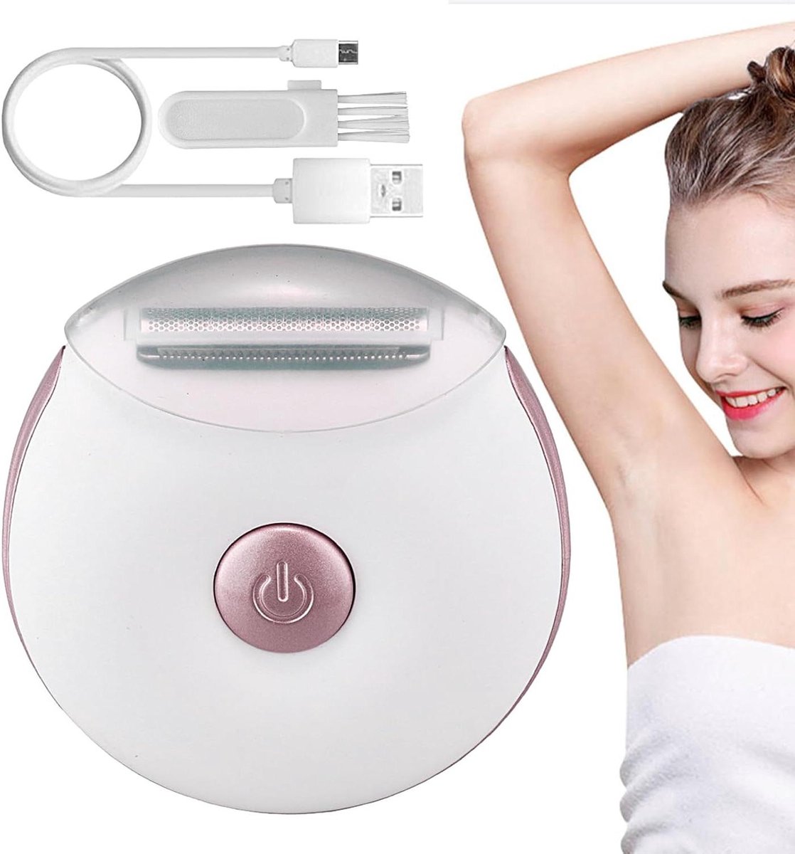 Women's Bikini Epilator USB Hair Removal Epilator with Electric Trimmer Removable Head Dry and Use Personal Hair Removal Legs Underarm Shirt