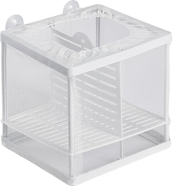 Aquarium broedbakken - Vissen isolatieboxen - Net broedbakken - Jonge vis kweekbakken - Duurzaam, veilig, eenvoudig te installeren - Kunststof - 16×14×15 cm - Geschikt voor aquaria, guppies en betta vissen - Wit