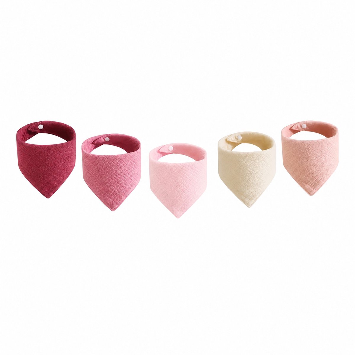 Vavida - Spuugslabbetjes - Slabbetjes Baby - Hydrofiel - Katoen - Absorberend - Zacht - Verstelbaar - Beige - Zalmroze - Lichtroze - Oudroze - Bordeaux