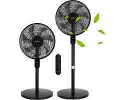 Aigostar Statiefventilator - Staande Ventilator met Afstandsbediening - 3 Snelheden - in Hoogte Verstelbaar - 7 bladen- Stille Ventilator - 50W - Zwart