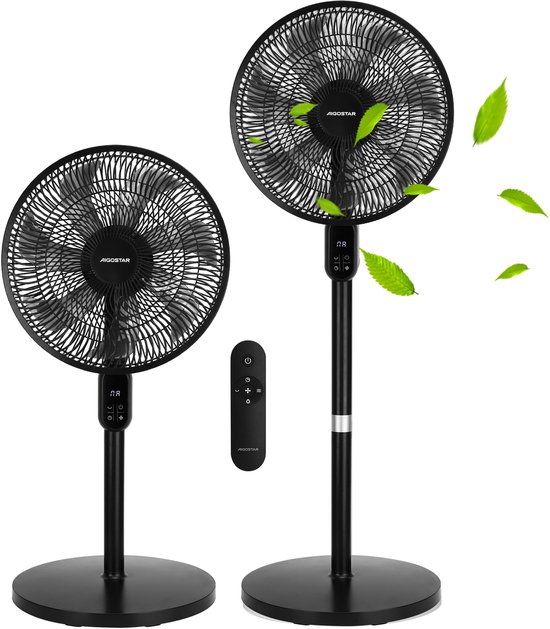 Staande ventilator Aigostar Still 7 bladen, fluisterstil 28 dB, 3 snelheden, 12u timer, afstandsbediening, verstelbaar