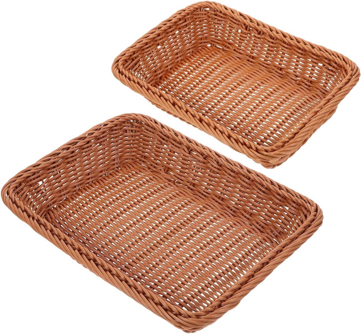 Imitatie Woven Mandje - Opbergbak Decoratief - Keuken Organiseren - Handgemaakt Rustiek Design - 30x20x6 cm - Natuurlijk