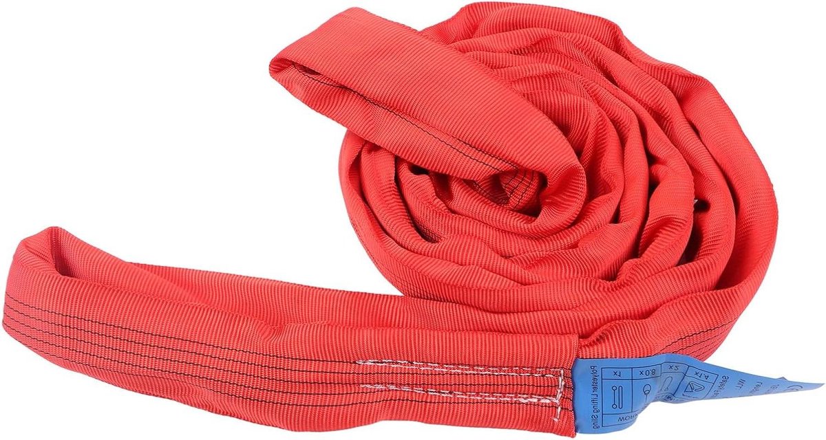 Hijsband - Tilband - Industrieel Hijsen - Versterkte Ooggesp - 2 Meter 5 Ton - Rood