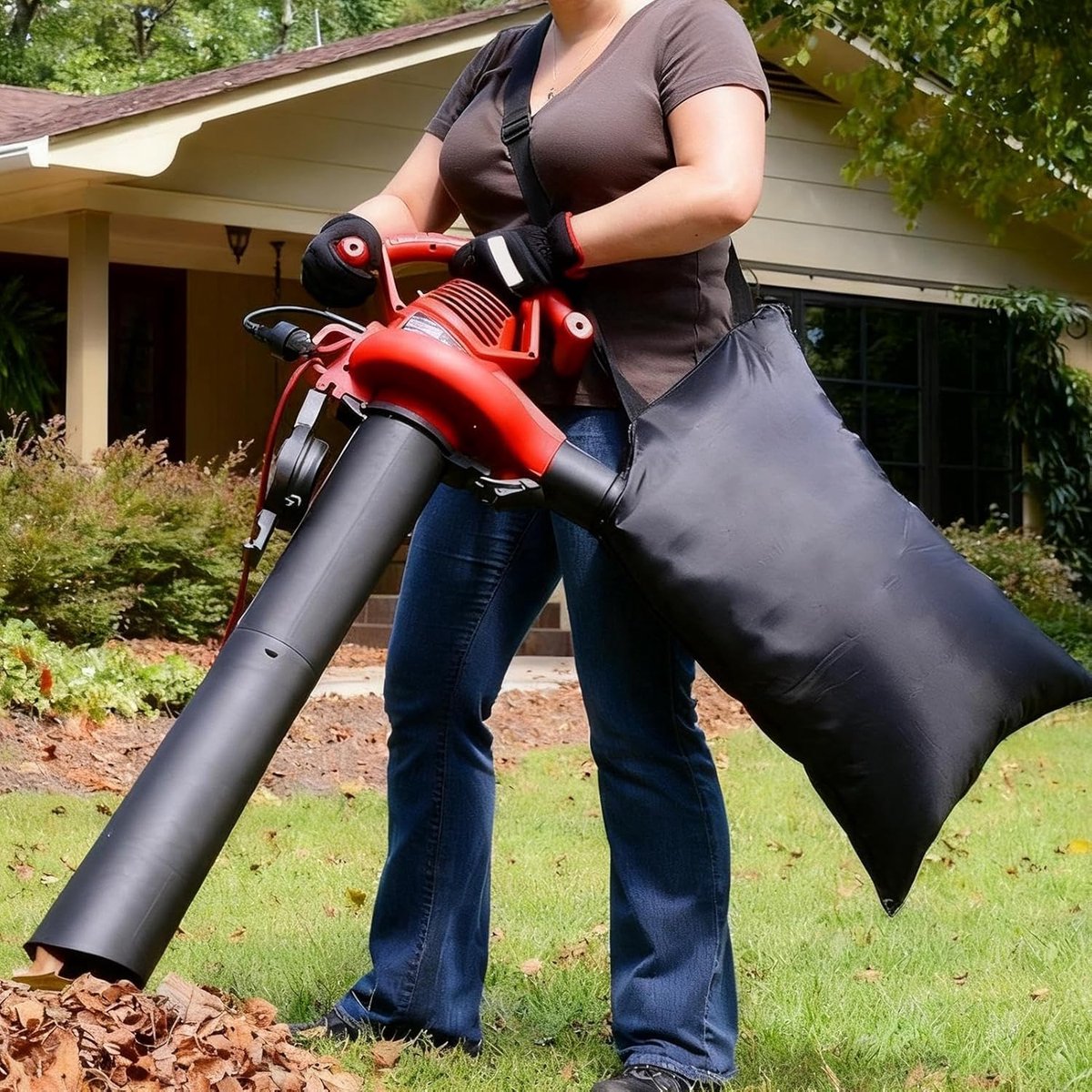Opvangzak Bladblazer - Stofzuigerzak Tuin - Tuinonderhoud - Versterkt Oxford Materiaal - 70 x 53 cm - Zwart