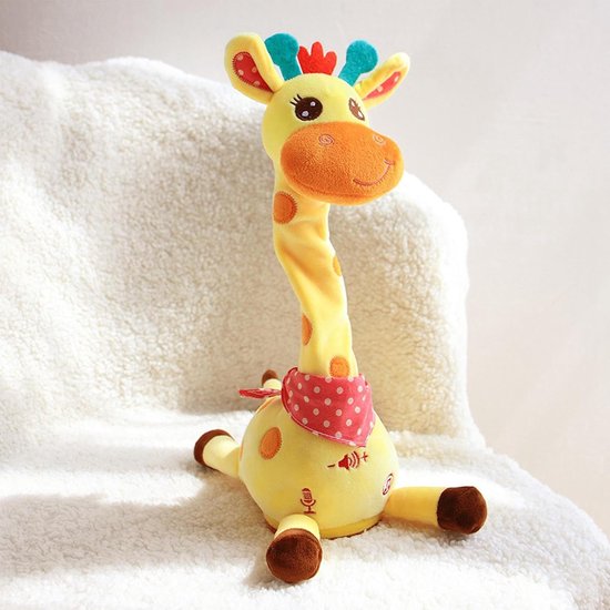Sprekende Giraffe Knuffel - Interactieve Dier - Leren en Spelen - Herhaalt Geluiden - 32 cm Hoog - Bruin — afbeelding 5