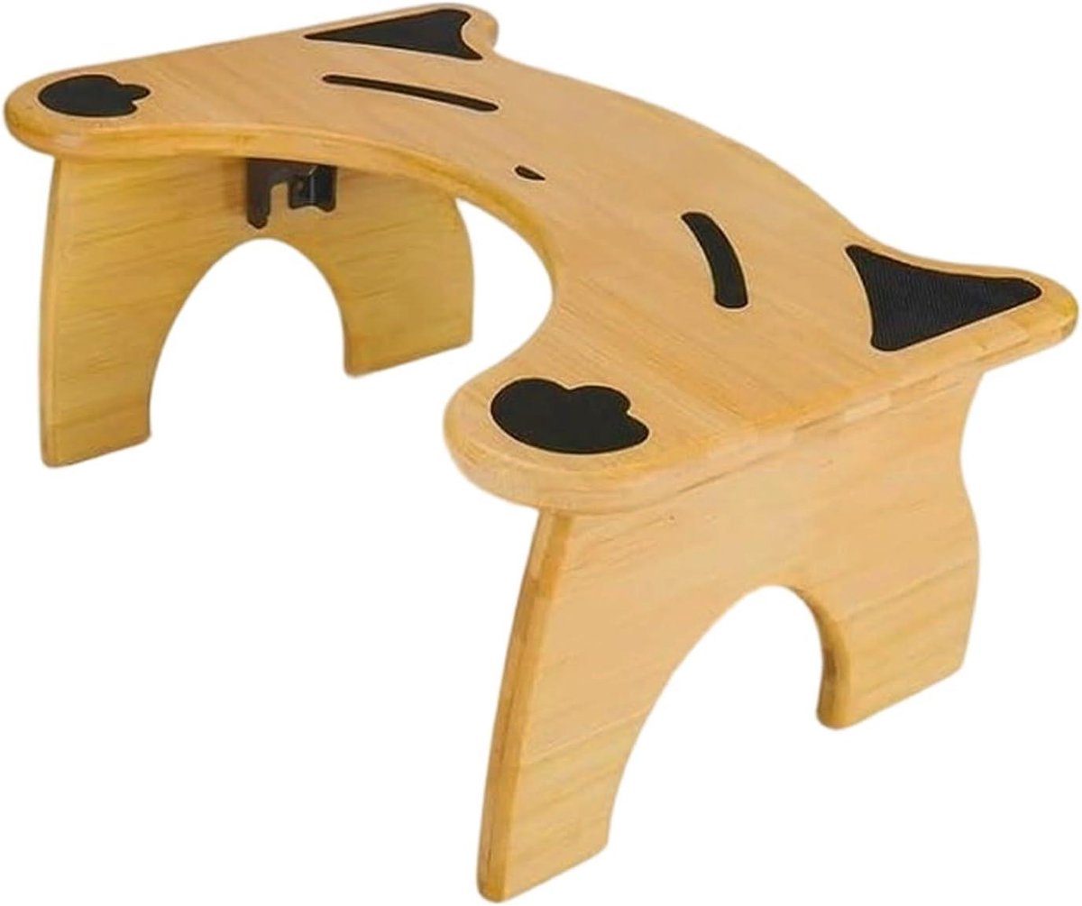 Toiletkruk Opstap - Hulpkruk Badkamer - Comfortabele Zithulp - Opvouwbaar Antislip - 18 cm Hoog - Houtkleur