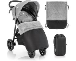 Zamboo Stroller Blanket - Alternative to Footmuff - Universal for Stroller, Stroller and Buggy - Water-Repellent 4 Seasons Fleece Blanket - with Carry Bag - Black/Grey