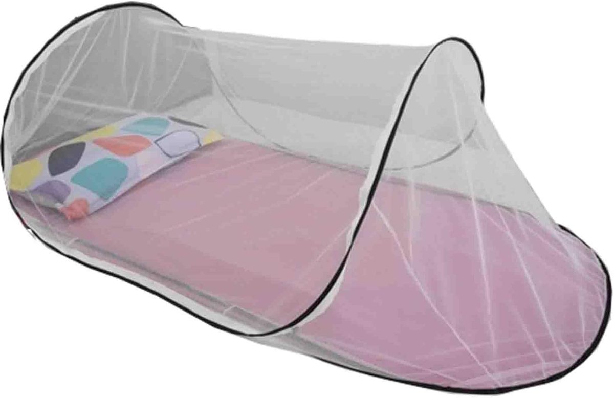 Reis-muggennet voor Bed - Dubbelbed Canopy voor Eenpersoonsbed - Slaapkamer Bedgordijnen met Frame - Opvouwbaar Stapelbed Canopy - Dicht Geweven Tent voor Studentenkamer, Reizen en Kamperen - 200 x 80 x 56 cm - Wit