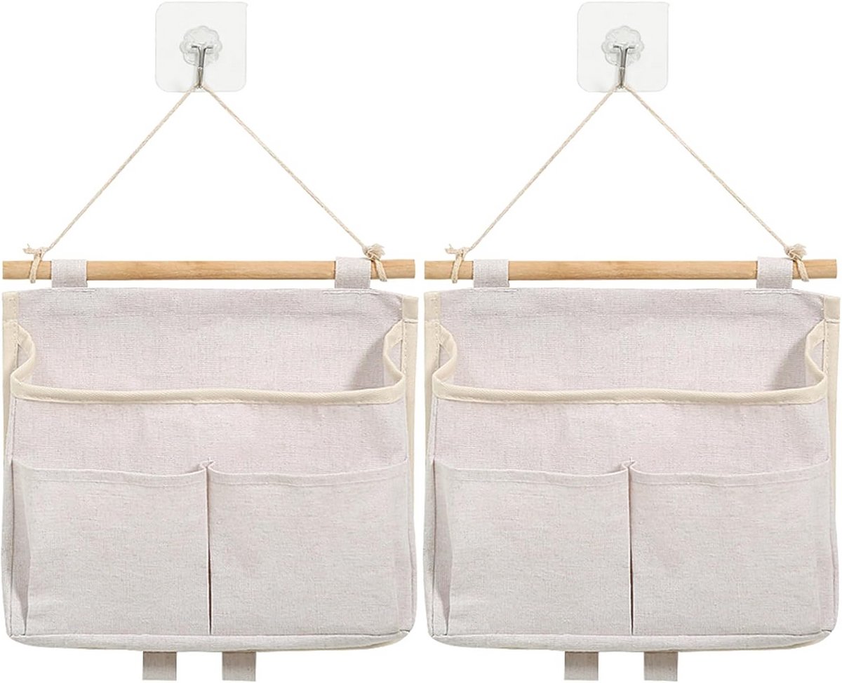 Wandopbergvakken - Hangende organizer - Ruimte ordenen - Waterdichte coating - 2 stuks - Beige