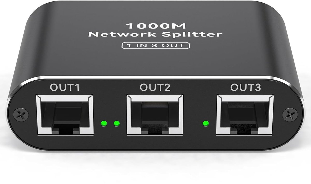 Netwerk Verdeler - Ethernet Splitter - Internet Delen - Gigabit Snelheid - 3 Poorten - Zwart