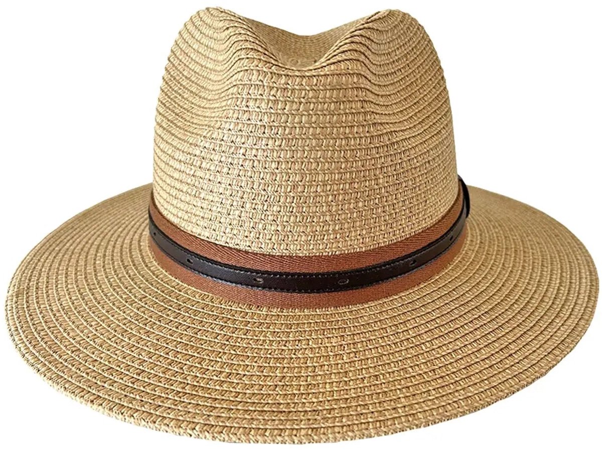 Tuinhoed Dames & Heren - Hardy Fedora Zonnehoed - UV Werend UPF50+ - Brede Rand - Maat: L-XL: 59 cm - Caramel/Brown