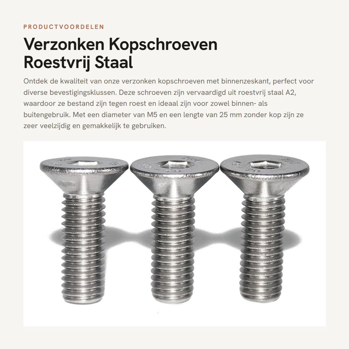 Dailygoods- Verzonken Kopschroeven M5x25 - 50 Stuks - Volledige Schroefdraad - Roestvrij Staal A2 - Binnenzeskant - Schokbestendig - Schroeven