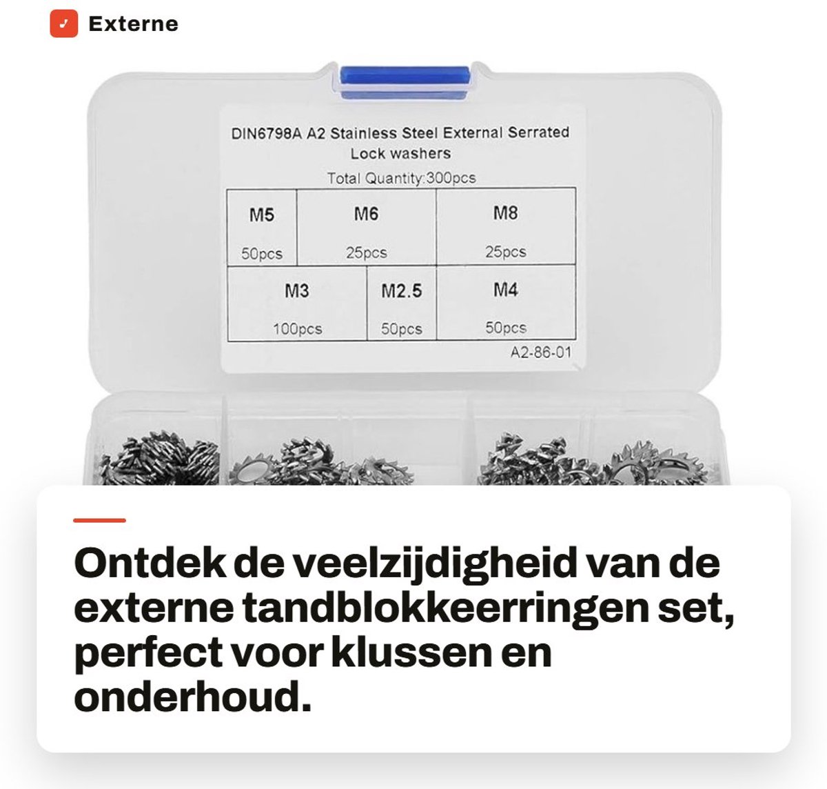 Dailygoods- Tandblokkeerringen 300 Stuks - Externe Afdichtingen - M2,5/M3/M4/M5/M6/M8 - Roestvrij Staal - Voor Huishoudelijke Apparaten - Moeren