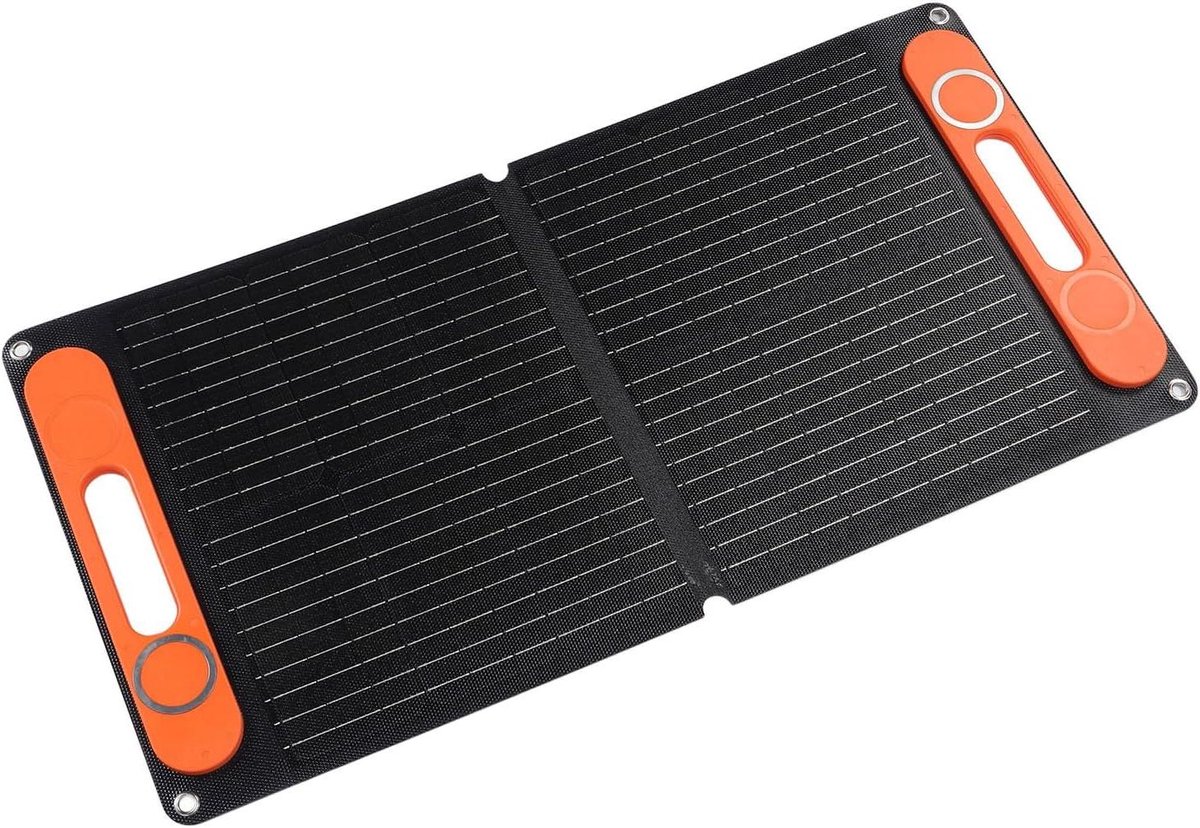 Solar Panel, 80W Foldable Solar Charger with Carry Handle, Dual Output USB and 12VDC Solar Charging Panel with Battery Clip and Car Charger for Outdoor Camping (BLACK)