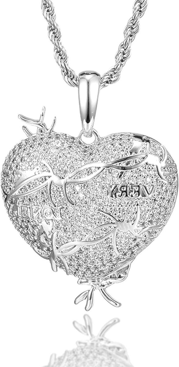 Harten Ketting - Hanger - Feestelijke Accessoire - Blikvanger Ontwerp - 51 cm - Zilverkleurig