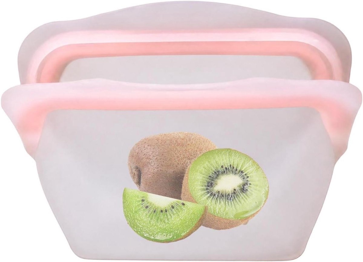 Herbruikbare Diepvrieszakjes - Opbergcontainer Siliconen - Maaltijdvoorbereiding Keuken - Zelfstaande Lekvrije Opslag - 1000 ml - Roze
