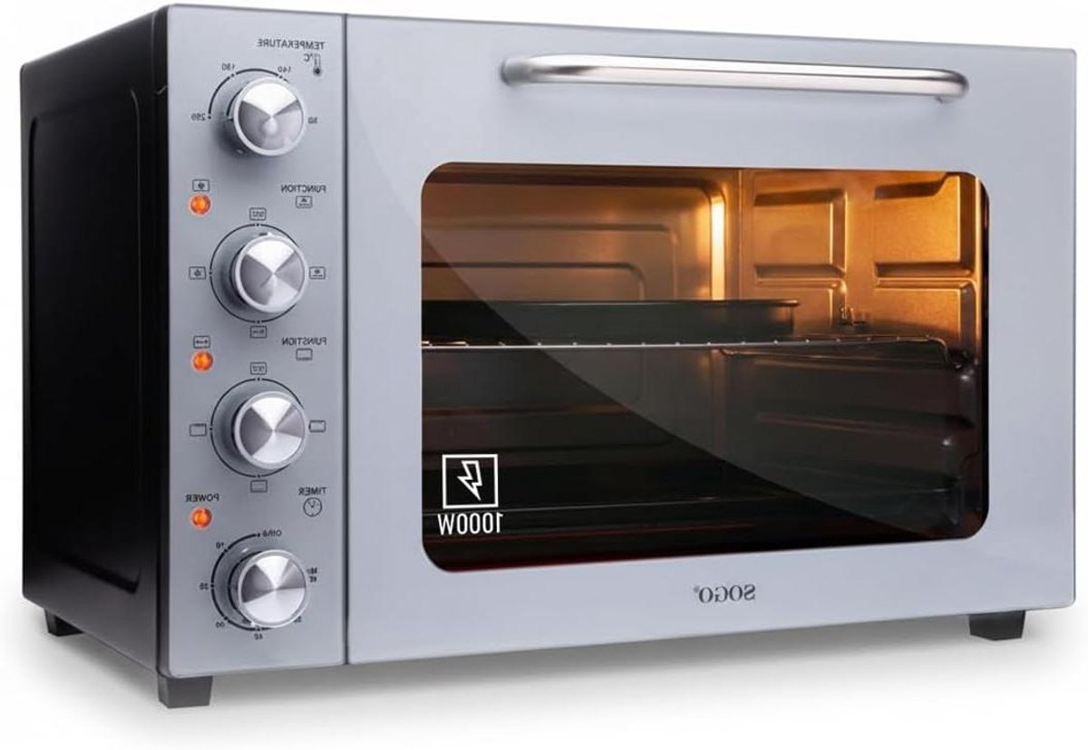 Heteluchtoven - Multifunctionele oven - Koken en bakken - Grote capaciteit - 58 liter - Multicolor