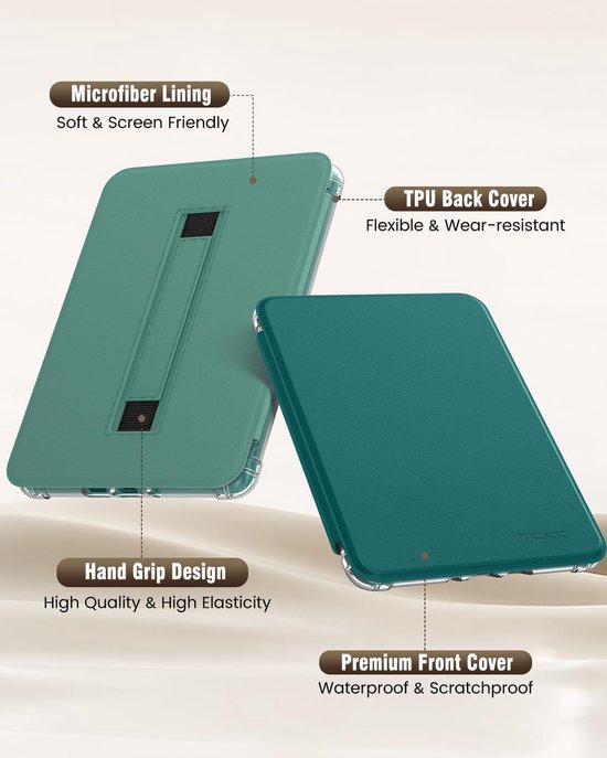 E-reader Hoes - Beschermhoes Flexibel - Onderweg Lezen - Handige Handriem - 7 Inch - Groen — afbeelding 4