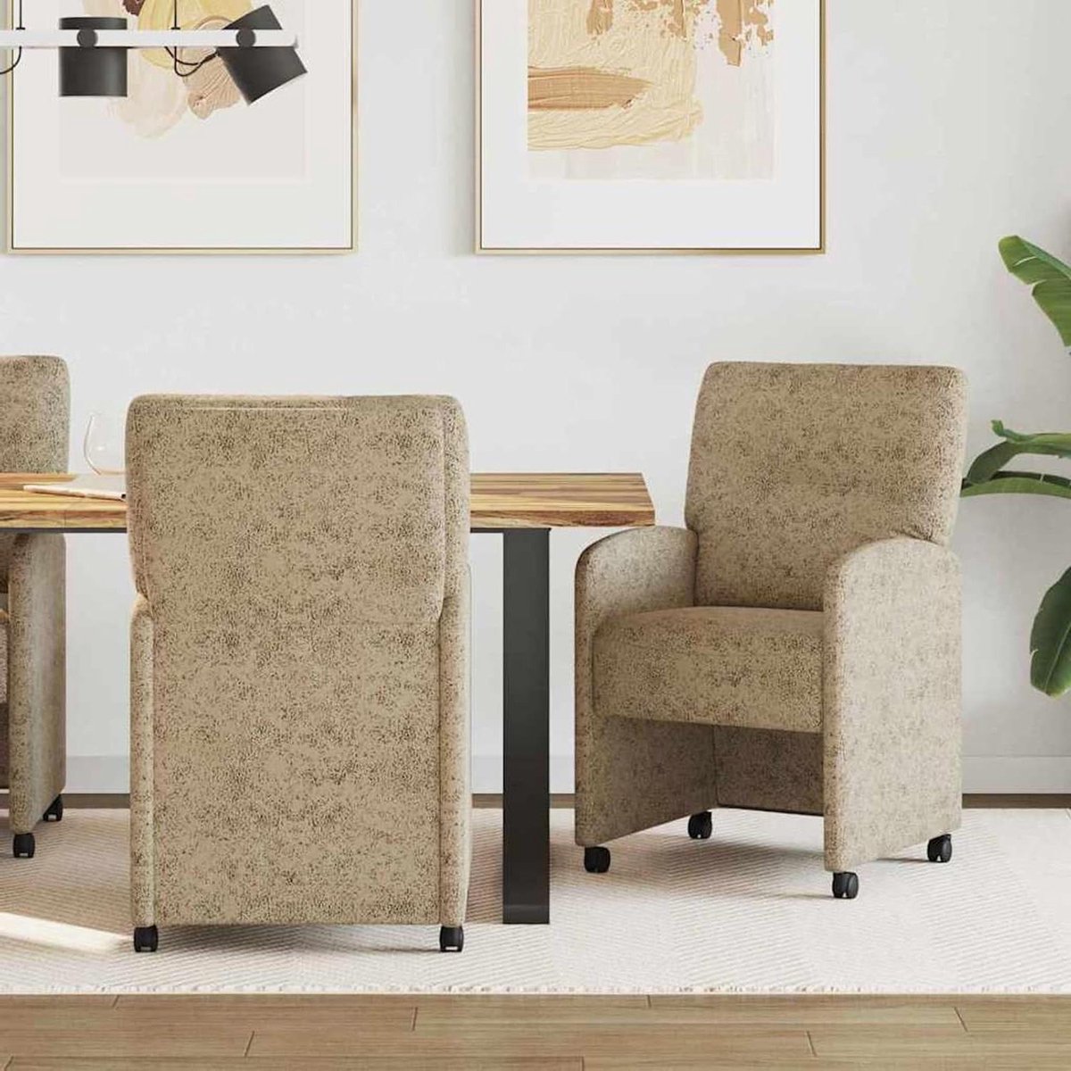 Eetkamerstoelen met wieltjes - Keukenstoelen set - Comfortabel dineren - Ergonomisch ontwe