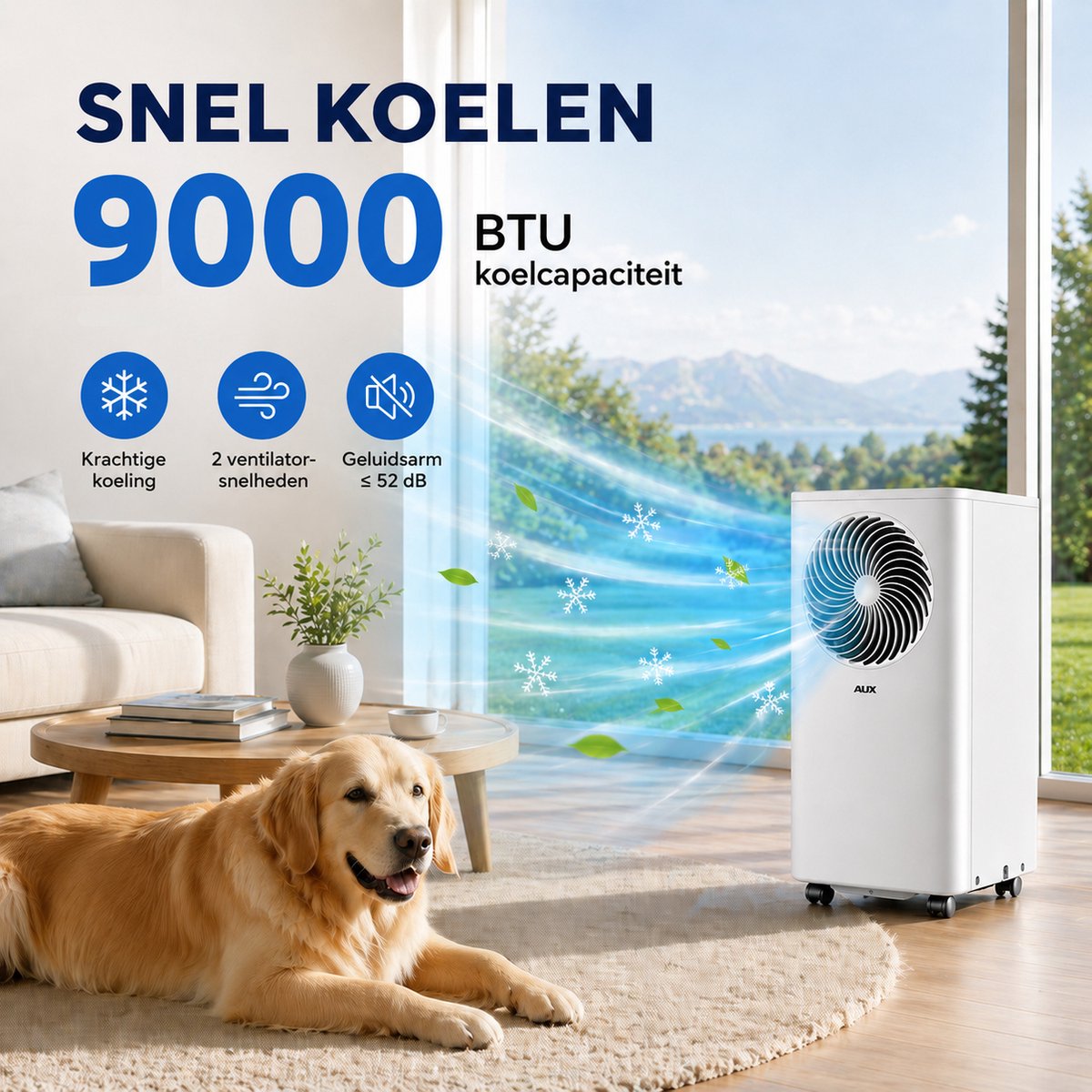 AUX 3-in-1 mobiele airconditioner 7000 BTU (Tot 36m2) , energieklasse A, wifi & afstandsbediening, 4 standen, zelfdemping, koelmiddel R290, wasbaar filter, inclusief raambeugel thumbnail 5