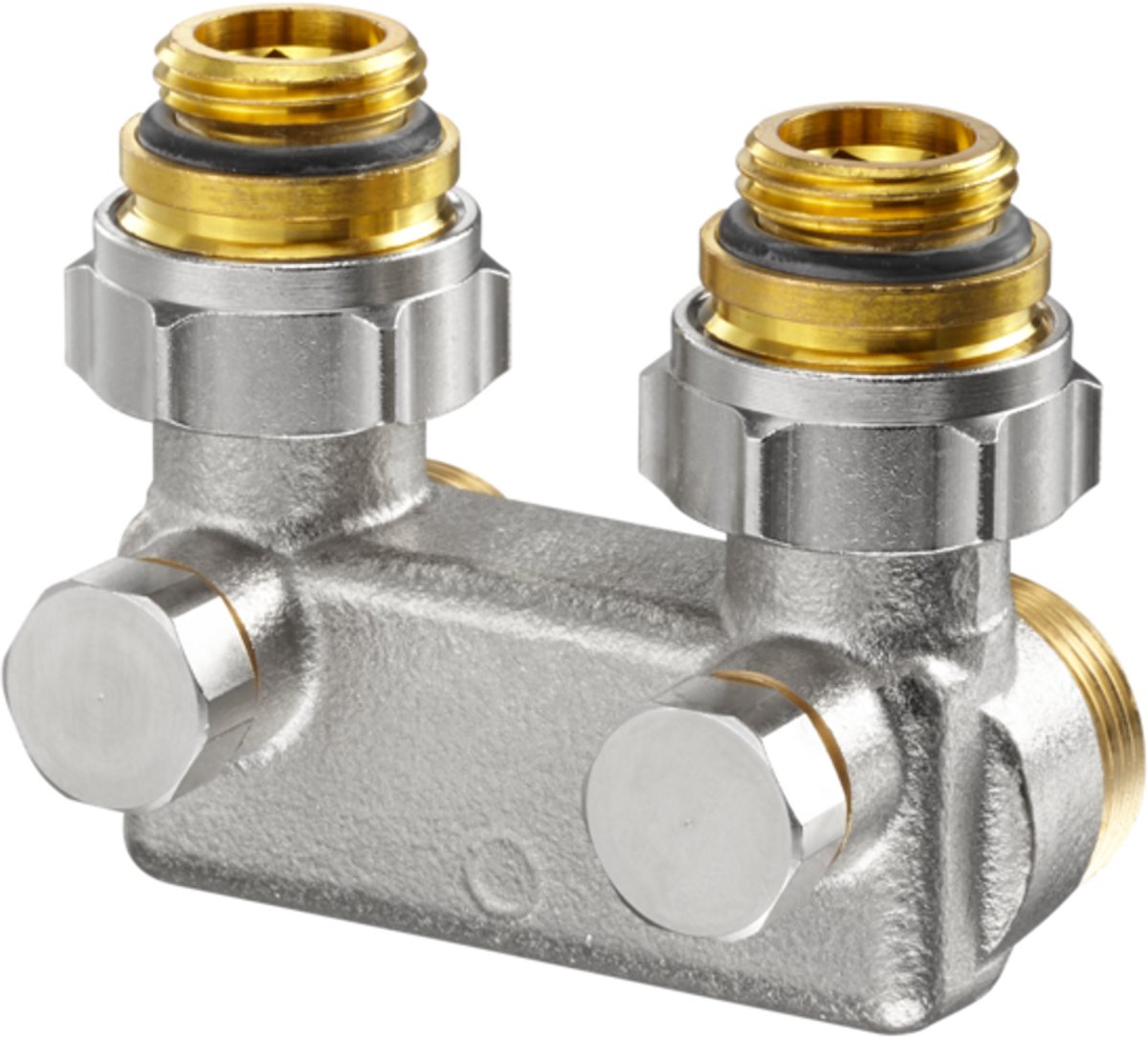 OVENTROP Omkeerstuk hoek met afsluitfunctie, G 1/2 AG x G 3/4 Euroconus, buisafstand 50 mm, 1016463