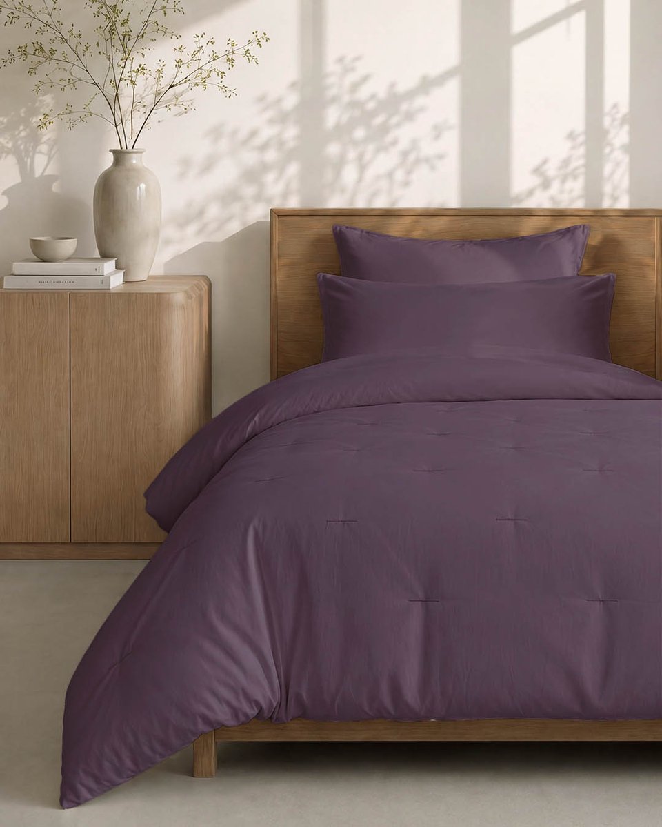 HOOMstyle Wasbaar dekbed zonder overtrek - 140x220 1 persoons met 1 kussensloop - Vijgenpaars