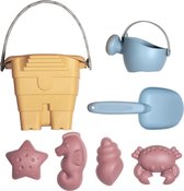 Kindsgut - Zandbak speelgoed - 7-delige gele set inclusief emmertje, schepje, gieter & vormpjes – Buitenspeelgoed peuters