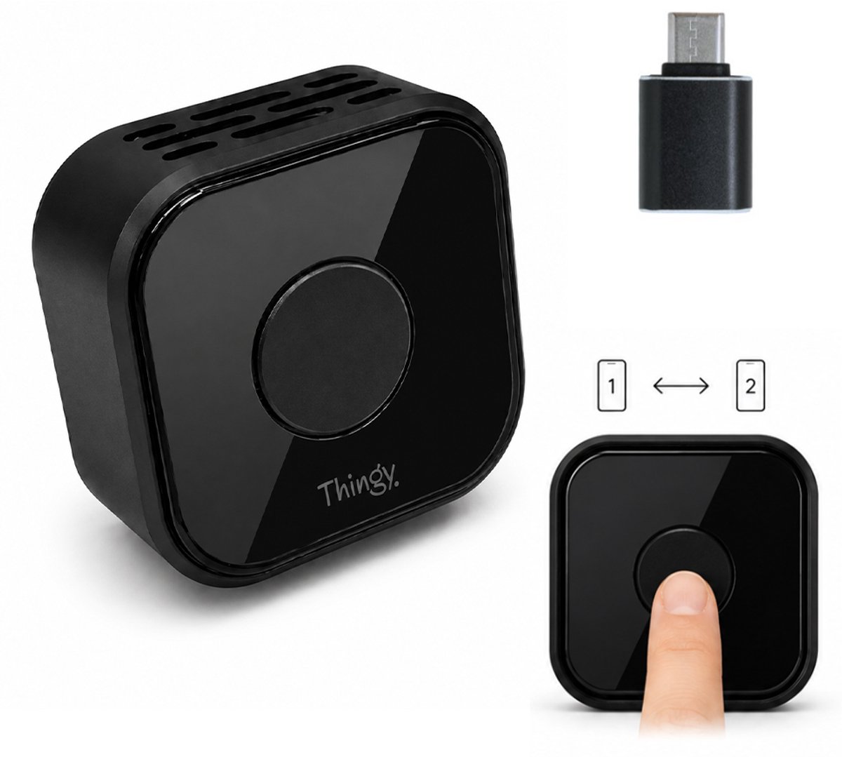 Thingy® Ultra Mini 2-in-1 CarPlay Dongle - Draadloos CarPlay & Android Auto - Android Auto Dongle - Makkelijk Switchen Tussen Telefoons - Extra Klein Model - Snelle & Stabiele Connectie - Draadloos CarPlay