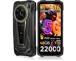 DOOGEE Vmax2 Pro Robuuste smartphone 5G - 6.78 inch 120Hz - 48GB RAM - 1TB ROM - 22000 mAh 120W - Android 16 - 200MP AI camera - IP68/IP69K - NFC,GPS - Telefoons 2026 nieuw - Zwart