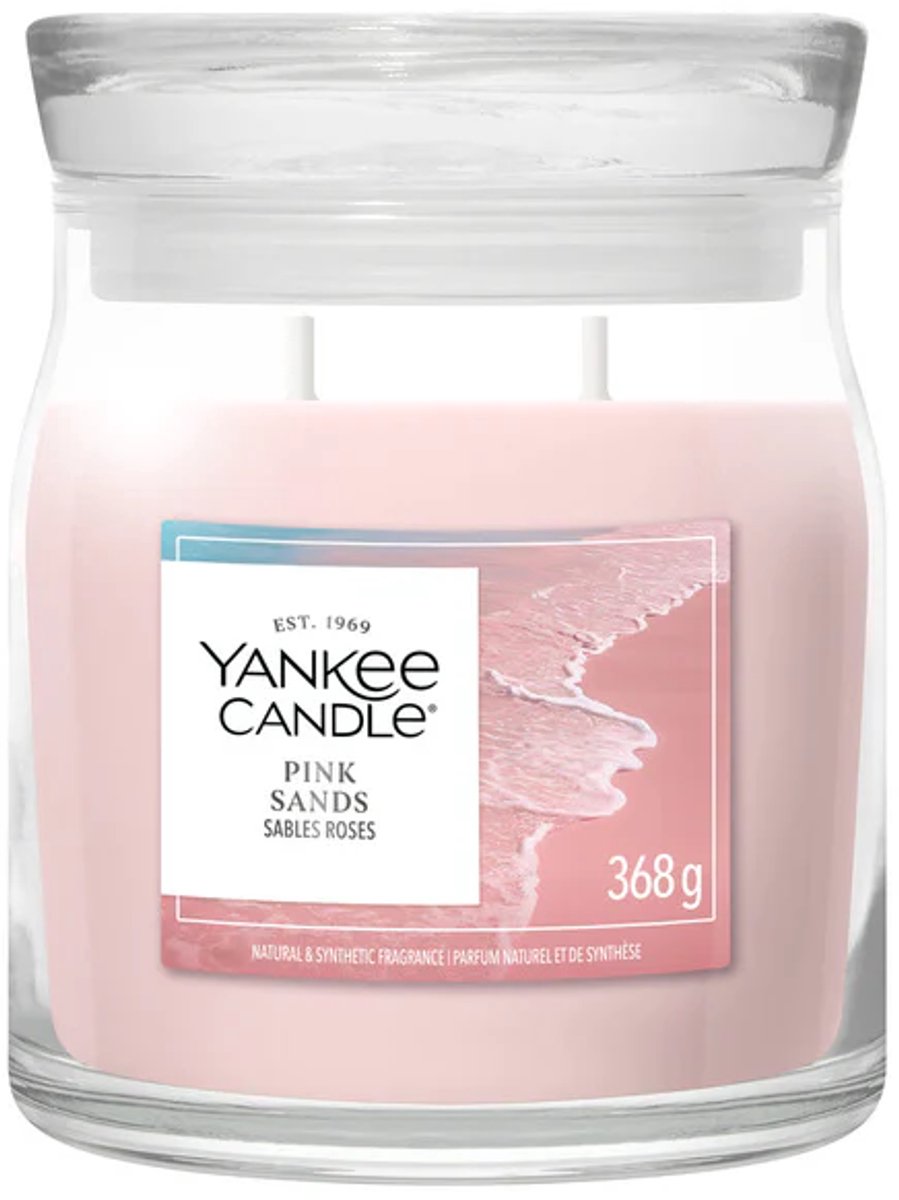 Yankee Candle Pink Sands Medium Geurkaars - 50 branduren - 2 lonten Roze
