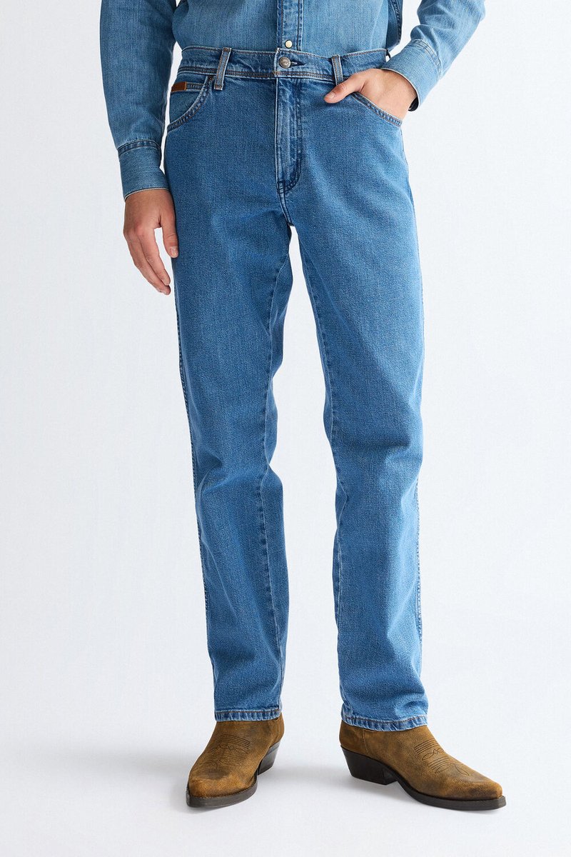 Wrangler Texas Str Heren Regular Fit Jeans W33 X L36 Blauw