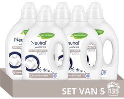 Neutral - Wasverzachter - Parfumvrij- 5 flessen - 135 wasbeurten - Voordeelverpakking