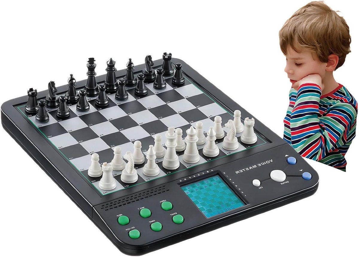 Elektronisch Schaakspel - Intelligent Schaakbord - Strategisch Denken - Magnetisch Bordontwerp - 25.4 x 20.3 x 2.4 cm - Zwart