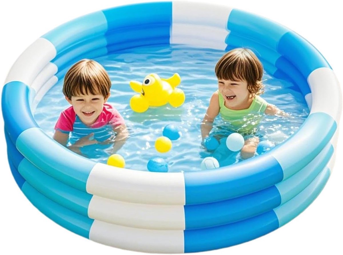 Opblaasbaar Zwembad - Kinderzwembad - Blauw Baby Zwembad en Ballenbak - PVC Familie Zwembad Voor Zomer - 145 x 25 cm