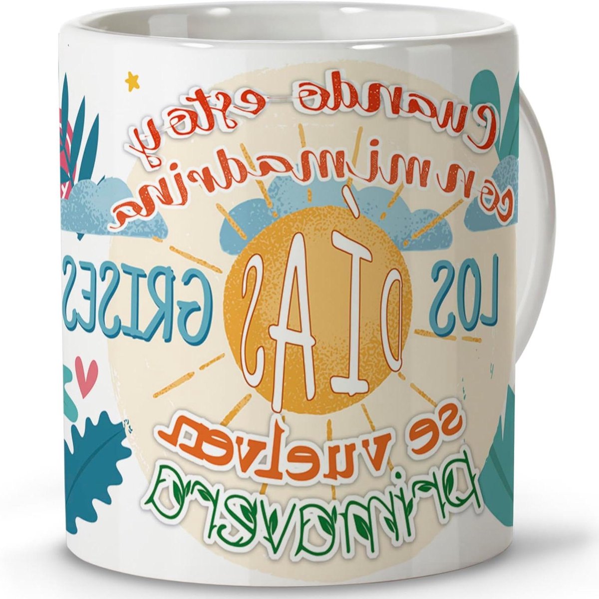 Koffiekop Keramiek - Ontbijt Mok - Cadeau Geven - Duurzame Print - 330 ml - Wit