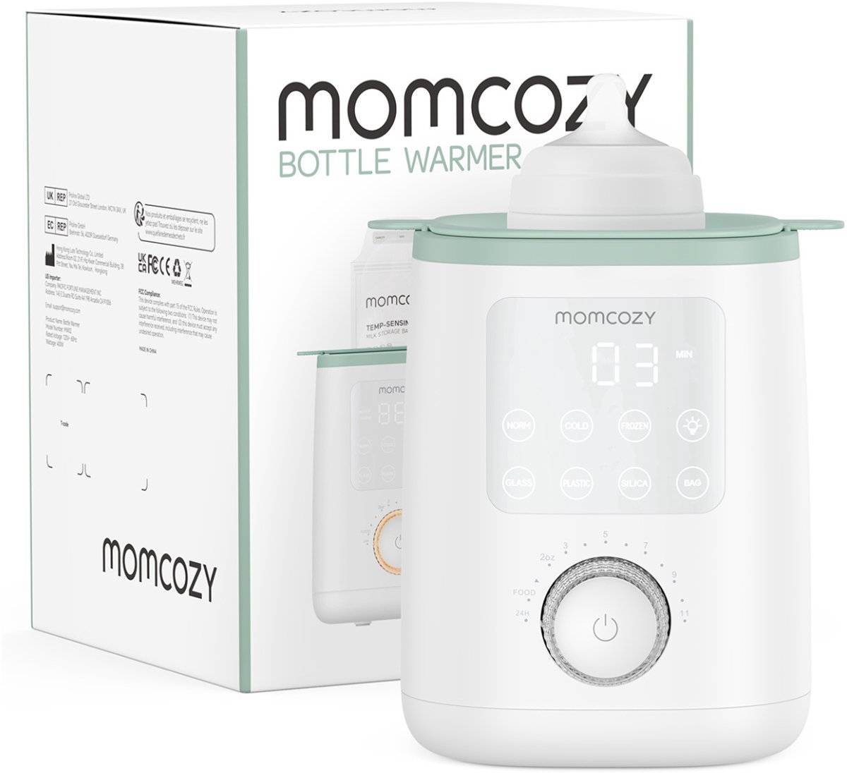 Momcozy MW02 Analoge Flessenverwarmer – Waterbad Verwarming voor Babyfles en Potjes – Met Verlichting & Warmhoudfunctie thumbnail 4