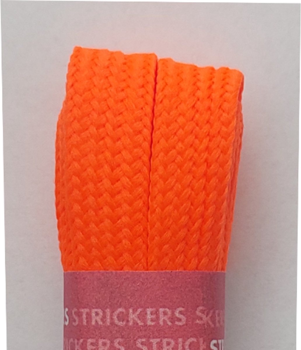 Strickers Veter - Fluoriserend Oranje - Neon Oranje - Plat - Extra Breed - Lengte 120 cm - Breedte 12 mm - Schoenveter