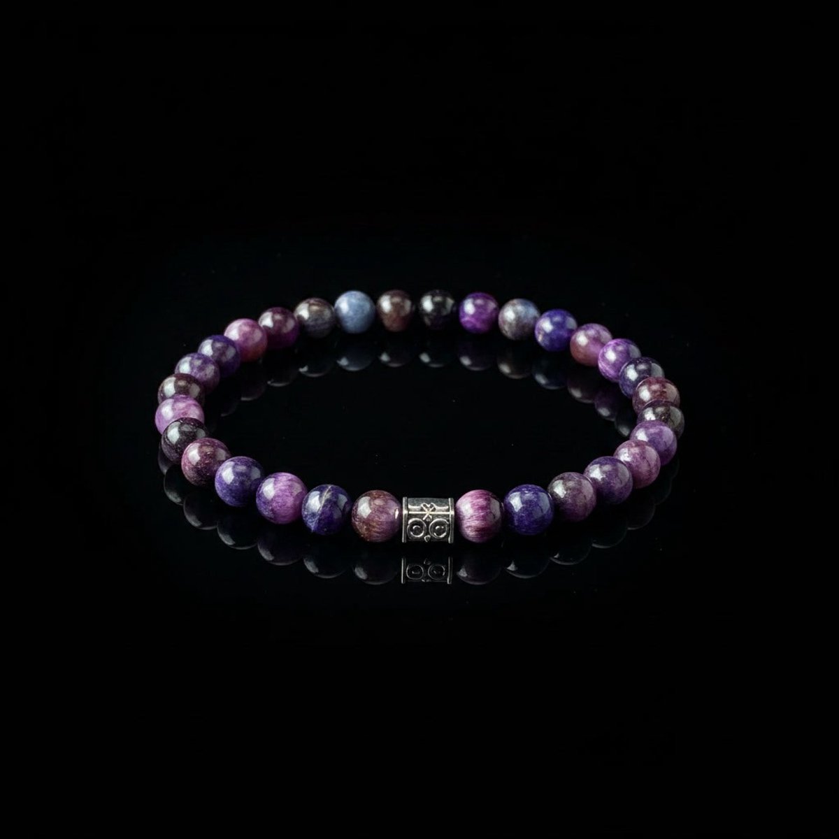 Premium Natuursteen Armband - Echt Zilver 925 - Paars/Blauw - 21 cm - Spirituele Kralen Armband