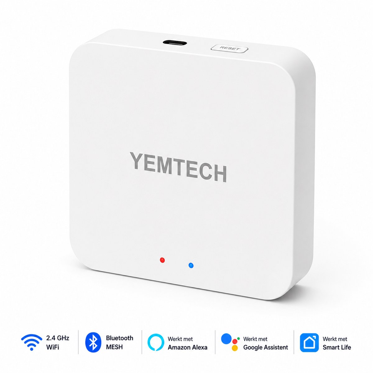 Yemtech Smart Gateway - Smart Home Hub - Bluetooth - Mesh Hub - WiFi 2.4GHz - Tuya Smart Life - Geschikt voor Alexa & Google Home