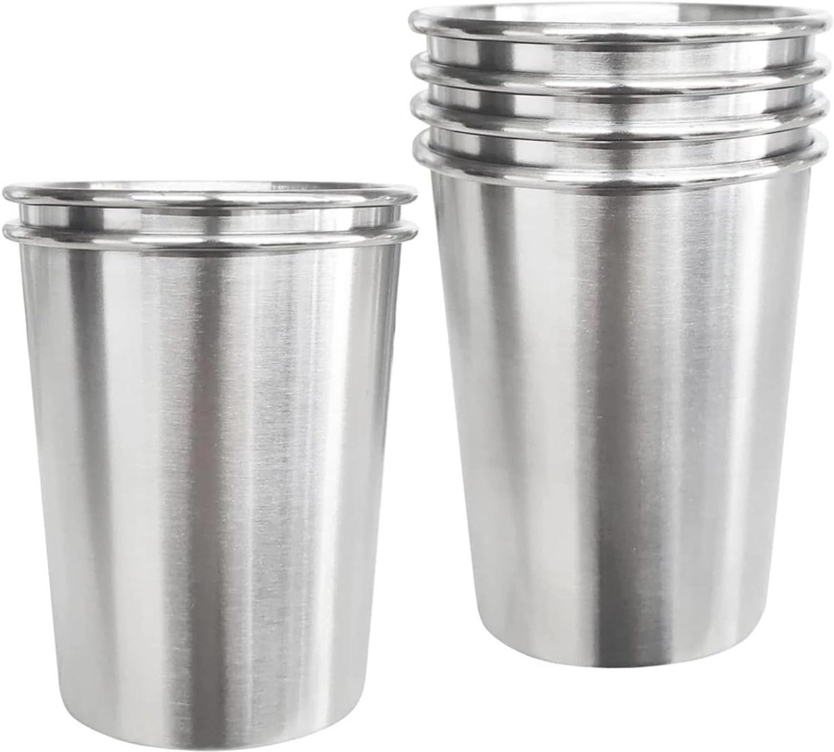 Camping Bekers Set - Rvs Mokken - Buiten Drinken - Dubbelwandige Isolatie - 350ml - Zilverkleurig