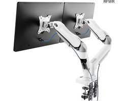 Monitor Arm - Dubbele Schermhouder - Ergonomisch Werken - Traploos Verstelbaar - 13-32 Inch - Wit