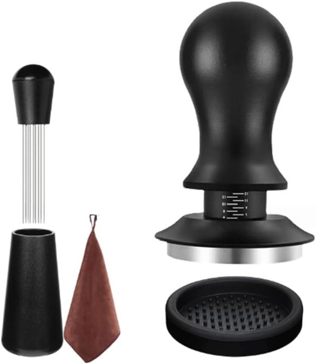 Espresso Accessoires Set - Koffie Barista Tools - Perfect Koffie Maken - 5-delig Precisie Set - 58 mm - Zwart