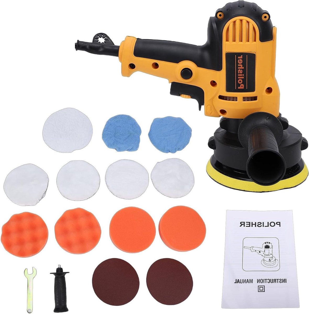 Autobuffer Polijstmachine - Handpolijstmachine Waxer - Oppervlakken Behandelen - Traploze Snelheidsregeling - 125 mm Schijf - Zwart