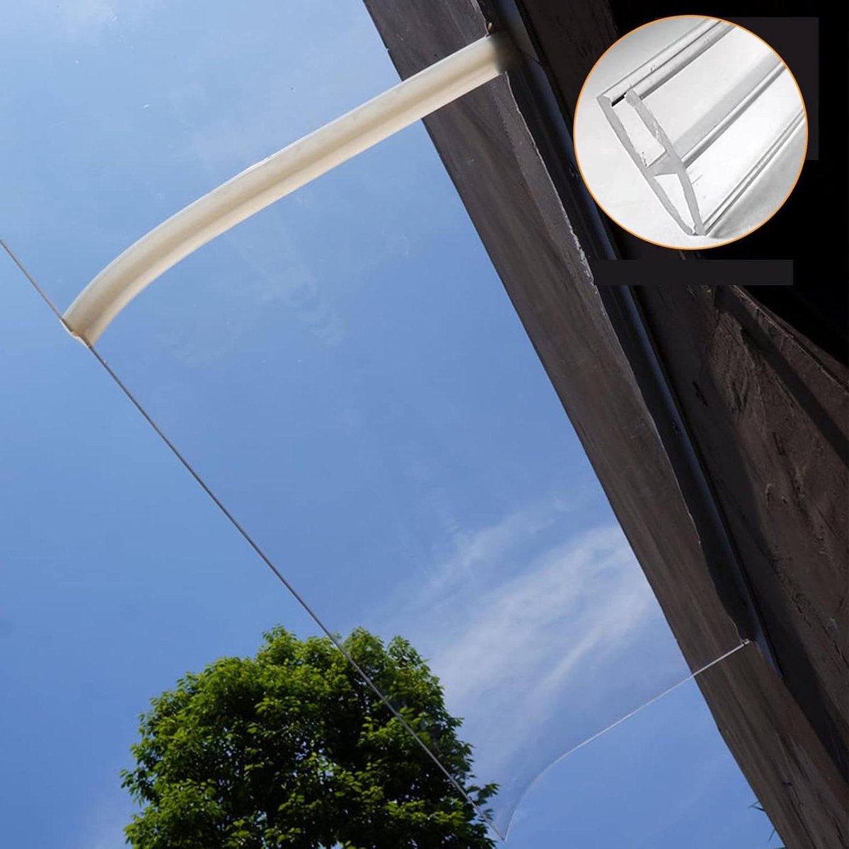 Deurluifel - Regenbescherming - Voordeur Beschermen - Massief Polycarbonaat - 50x150cm - Transparant