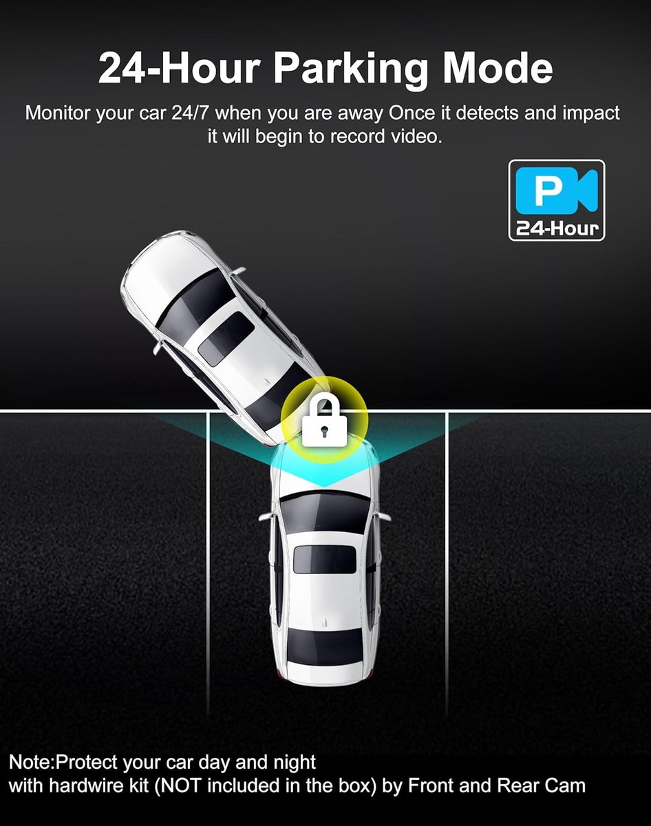Auto Camera Set - Dashcam Recorder - Veilig Rijden - 3 Kanalen Opname - 4 Inch Display - Zwart – foto 6