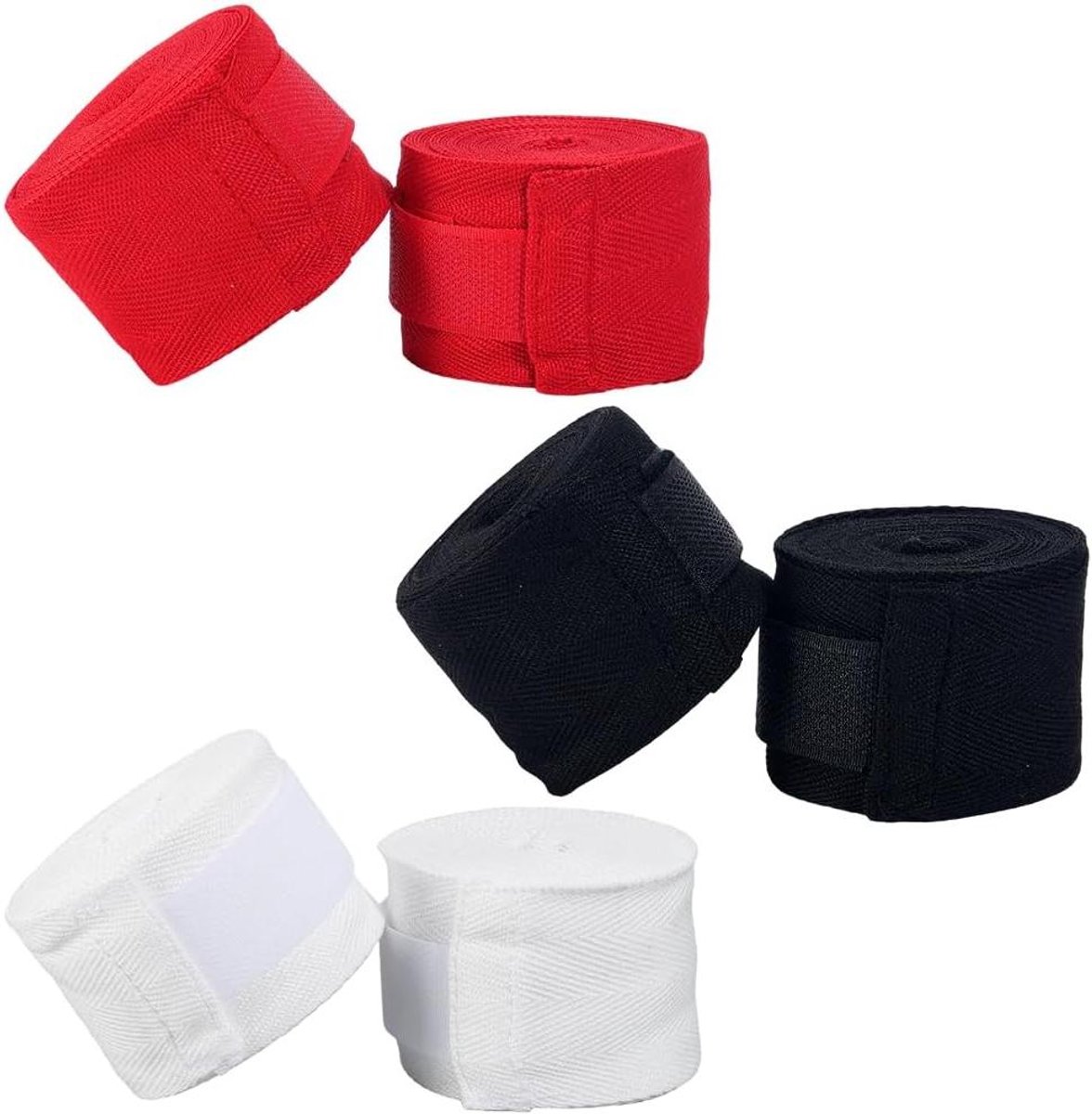 Bokshandschoenen Bandages - Hand Wraps - Training Bescherming - Zweetabsorberend Materiaal - 500 cm Lengte - Zwart Rood Wit