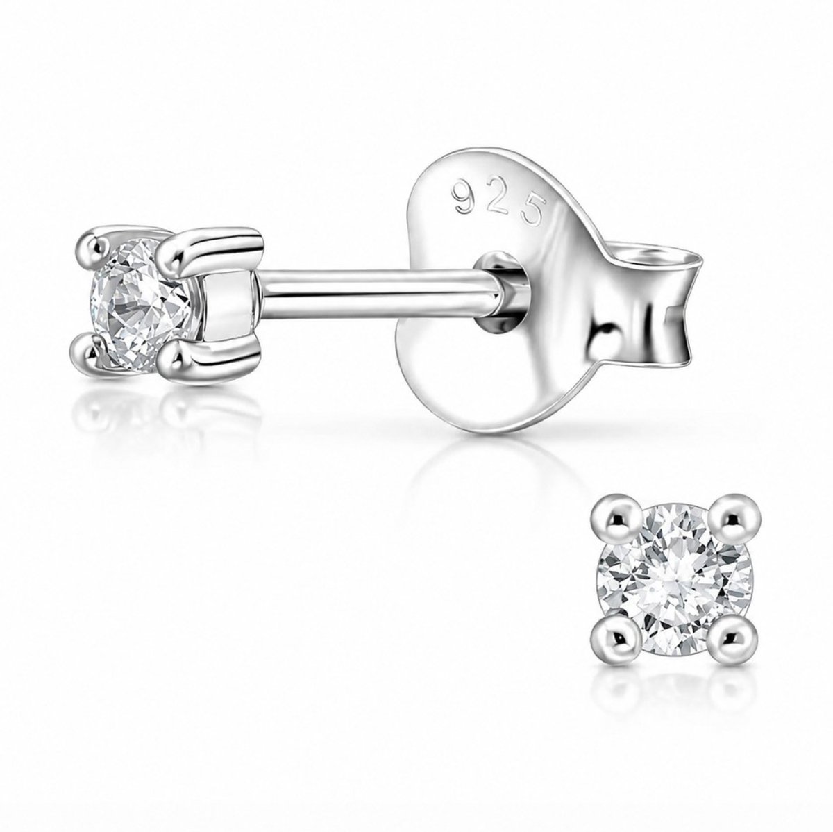 La Rosa Princesa Mini Oorknoppen Zirkonia Steentjes Zilver | 2mm
