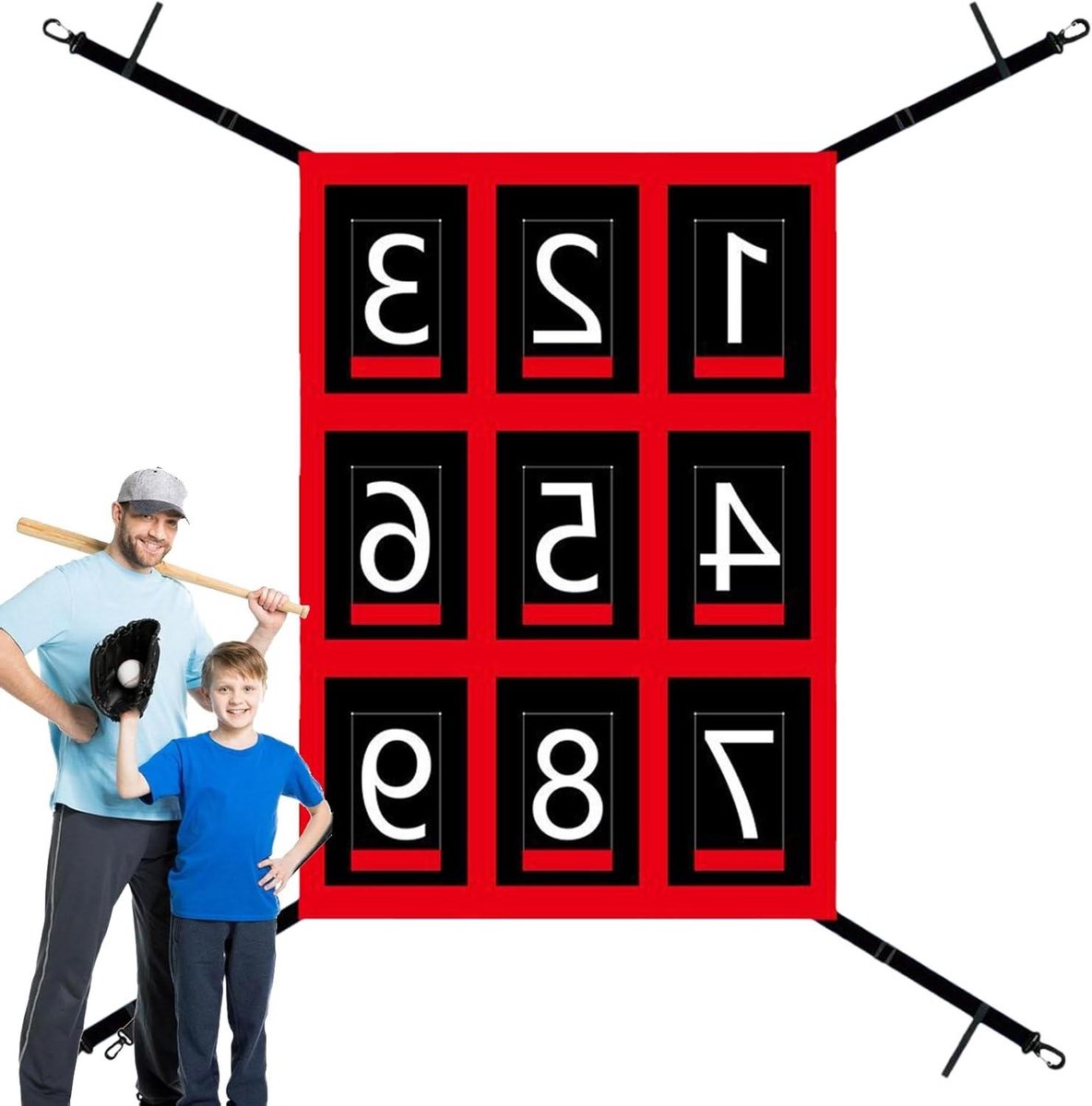 Honkbal Trainingsnet - Softbal Oefendoel - Vaardigheden Verbeteren - Verstelbare Strikegone - 70 x 49 cm - Zwart