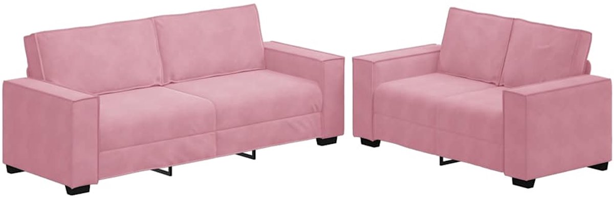 vidaXL - 2-delige - Loungeset - met - kussens - fluweel - roze